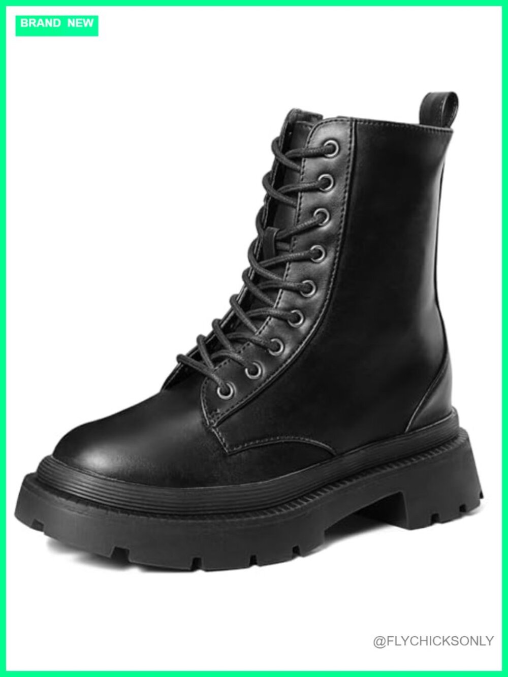 Womens Combat Boots Lace-Up Ankle Booties PU Leather Platform Zip Boots